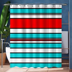 Blue, Red, And White Lines Shower Curtain 60  X 72  (medium)  by Valentinaart