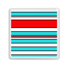 Blue, Red, And White Lines Memory Card Reader (square)  by Valentinaart