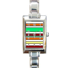 Green, Orange And Yellow Lines Rectangle Italian Charm Watch by Valentinaart