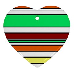 Green, Orange And Yellow Lines Ornament (heart)  by Valentinaart