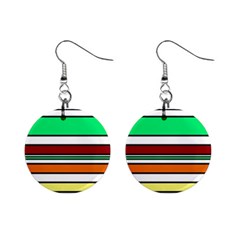 Green, Orange And Yellow Lines Mini Button Earrings by Valentinaart