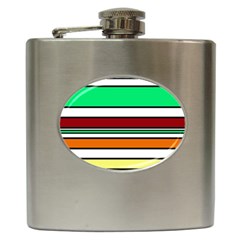 Green, Orange And Yellow Lines Hip Flask (6 Oz) by Valentinaart