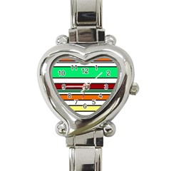 Green, Orange And Yellow Lines Heart Italian Charm Watch by Valentinaart