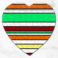 Green, Orange And Yellow Lines Jigsaw Puzzle (heart) by Valentinaart