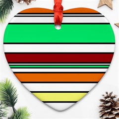 Green, Orange And Yellow Lines Heart Ornament (2 Sides) by Valentinaart