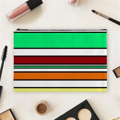 Green, Orange And Yellow Lines Cosmetic Bag (large)  by Valentinaart