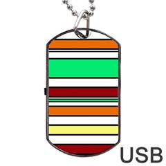 Green, Orange And Yellow Lines Dog Tag Usb Flash (one Side) by Valentinaart