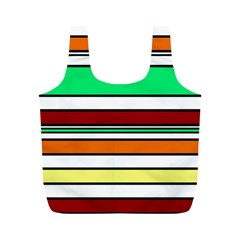 Green, Orange And Yellow Lines Full Print Recycle Bags (m)  by Valentinaart