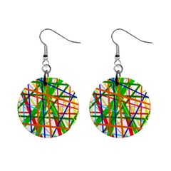 Colorful Lines Mini Button Earrings by Valentinaart