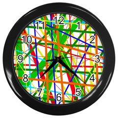 Colorful Lines Wall Clocks (black) by Valentinaart