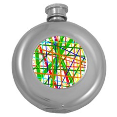 Colorful Lines Round Hip Flask (5 Oz) by Valentinaart