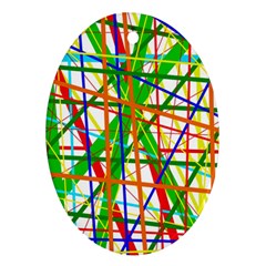 Colorful Lines Oval Ornament (two Sides)