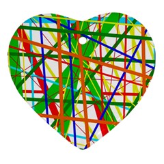 Colorful Lines Heart Ornament (2 Sides) by Valentinaart