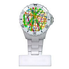 Colorful Lines Plastic Nurses Watch by Valentinaart