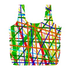 Colorful Lines Full Print Recycle Bags (l)  by Valentinaart