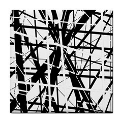 Black And White Abstract Design Tile Coasters by Valentinaart