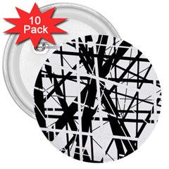 Black And White Abstract Design 3  Buttons (10 Pack)  by Valentinaart