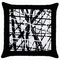 Black And White Abstract Design Throw Pillow Case (black) by Valentinaart