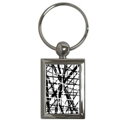 Black And White Abstract Design Key Chains (rectangle)  by Valentinaart