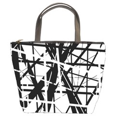 Black And White Abstract Design Bucket Bags by Valentinaart