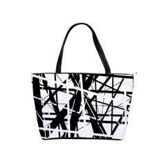 Black And White Abstract Design Shoulder Handbags by Valentinaart