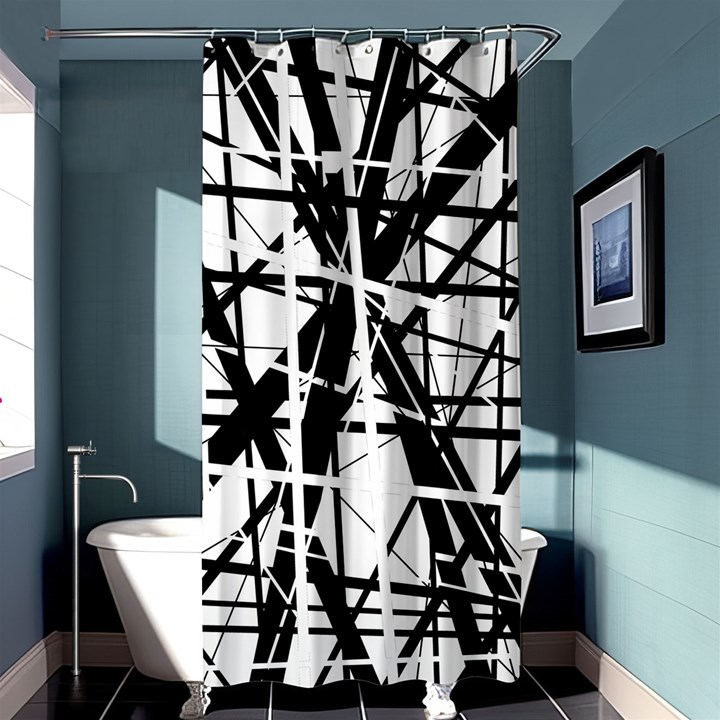 Black and white abstract design Shower Curtain 36  x 72  (Stall) 