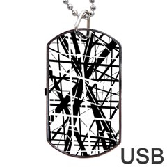 Black And White Abstract Design Dog Tag Usb Flash (one Side) by Valentinaart