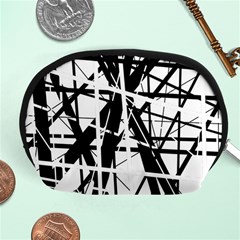 Black And White Abstract Design Accessory Pouches (medium)  by Valentinaart