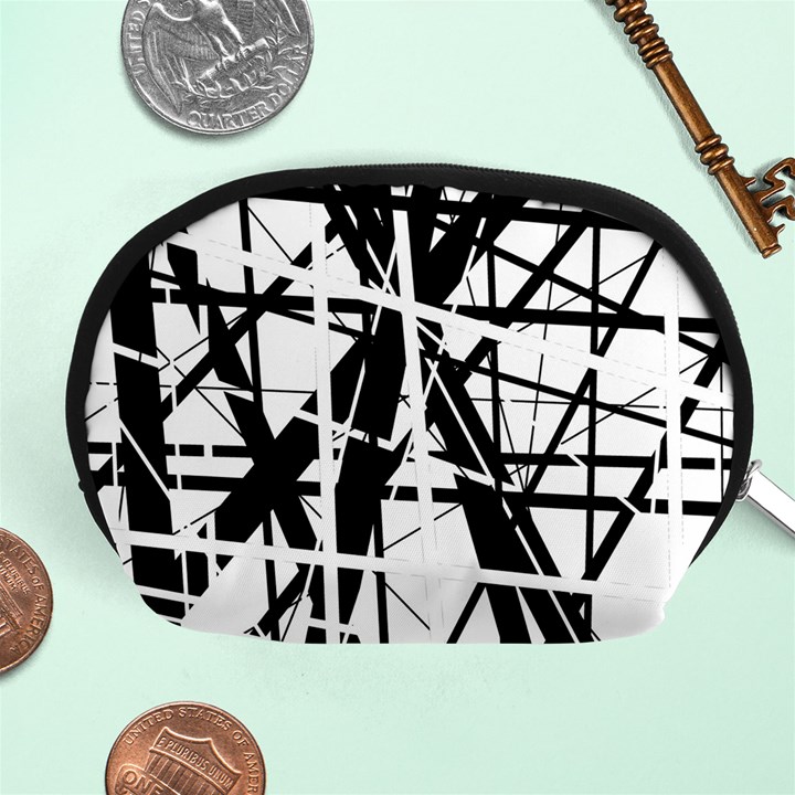 Black and white abstract design Accessory Pouches (Medium) 