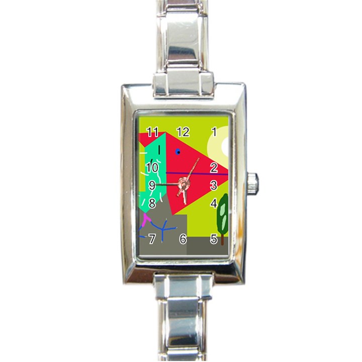 Abstract bird Rectangle Italian Charm Watch