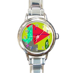 Abstract Bird Round Italian Charm Watch by Valentinaart