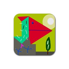 Abstract Bird Rubber Coaster (square)  by Valentinaart