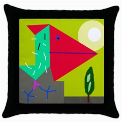 Abstract Bird Throw Pillow Case (black) by Valentinaart