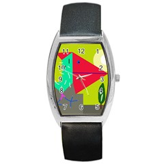 Abstract Bird Barrel Style Metal Watch by Valentinaart