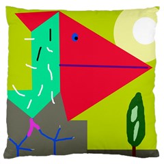 Abstract Bird Large Cushion Case (two Sides) by Valentinaart