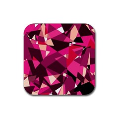 Red Broken Glass Rubber Coaster (square)  by Valentinaart