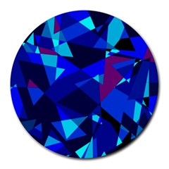 Blue Broken Glass Round Mousepads by Valentinaart