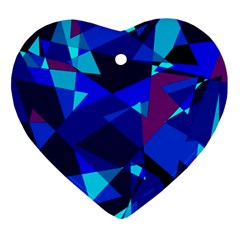 Blue Broken Glass Ornament (heart)  by Valentinaart