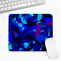 Blue Broken Glass Large Mousepads by Valentinaart