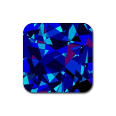 Blue Broken Glass Rubber Coaster (square)  by Valentinaart