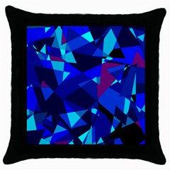 Blue Broken Glass Throw Pillow Case (black) by Valentinaart