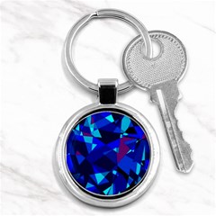 Blue Broken Glass Key Chains (round)  by Valentinaart