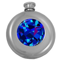 Blue Broken Glass Round Hip Flask (5 Oz) by Valentinaart