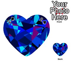 Blue Broken Glass Playing Cards 54 (heart)  by Valentinaart