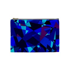 Blue Broken Glass Cosmetic Bag (medium)  by Valentinaart