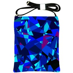 Blue Broken Glass Shoulder Sling Bags by Valentinaart