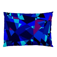 Blue Broken Glass Pillow Case (two Sides) by Valentinaart