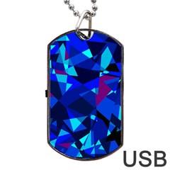 Blue Broken Glass Dog Tag Usb Flash (one Side) by Valentinaart