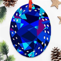 Blue Broken Glass Oval Filigree Ornament (2-side)  by Valentinaart