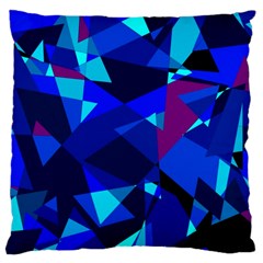 Blue Broken Glass Large Cushion Case (two Sides) by Valentinaart